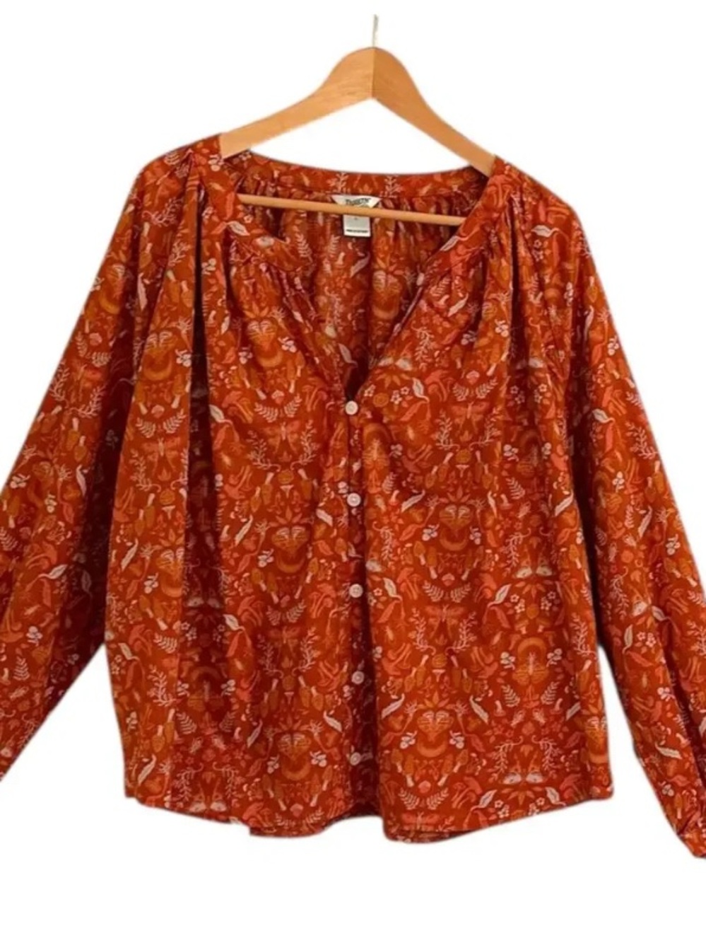 Women's Duluth Rust Floral Button-Front Blouse